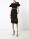 sheer panel ruffled dress