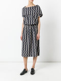 wavy print midi dress