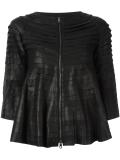 cropped sleeves leather jacket 