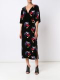和服式花卉印花连衣裙