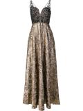 sheer detailing metallic dress