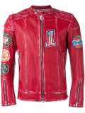 distressed logo jacket