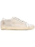 destroyed effect perforated sneakers