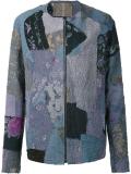 collarless zipped jacket