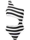 striped one-shoulder swimsuit