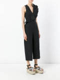 sleeveless ruffle front jumpsuit
