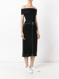 zipped front midi skirt