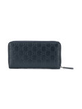 signature embossed logo zip-around wallet