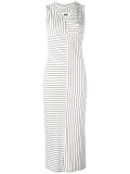 striped fitted midi dress