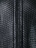 leather panel knitted jacket