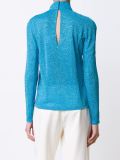 metallic tie collar blouse