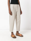 pleated detail cropped trousers