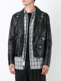 'leaf' embroidery biker jacket