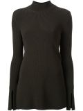 crepe knit turtle neck rib sweater
