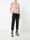 floral embellishment sheer blouse