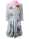 embroidered patch checked dress
