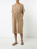 elasticated waistband V-neck dress