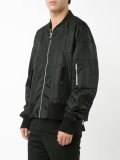 gathered sleeves bomber jacket