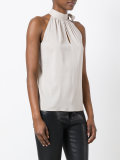 halter neck top with tie fastening