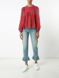 patterned pleated blouse