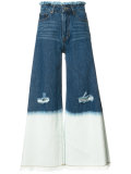 wide-legged ripped cropped jeans