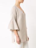 V-neck knitted blouse