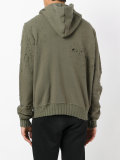 destroyed zipped hoodie