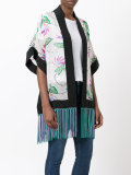 printed fringed trim jacket