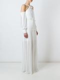 pleaded bows evening dress
