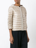 collarless puffer jacket
