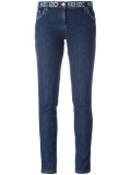 printed waistband slim-fit jeans