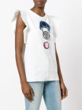 ruffled sleeves embellished T-shirt