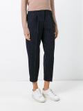 gold-tone pinstripe trousers