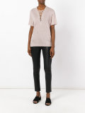 laced neck T-shirt