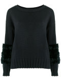 fur trimmed knit top