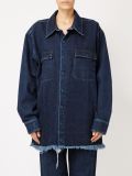 denim frayed shirt jacket