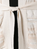 multi-pattern belted cardigan