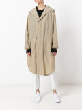 buttoned hooded coat