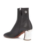metallic heel ankle boots