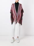 zig-zag fringed knit poncho