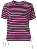 striped lace-up T-shirt