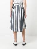 striped buttoned A-line skirt