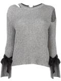 cut-off detailing ribbed jumper