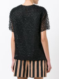 textured sheer sleeve blouse