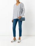 striped V-neck jumper