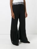 ruffled sheer detailing trousers