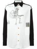 skeleton print contrast shirt