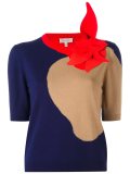 floral embellished shortsleeved blouse