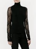 sheer ribbed sleeve jumper