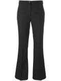 checked flared trousers